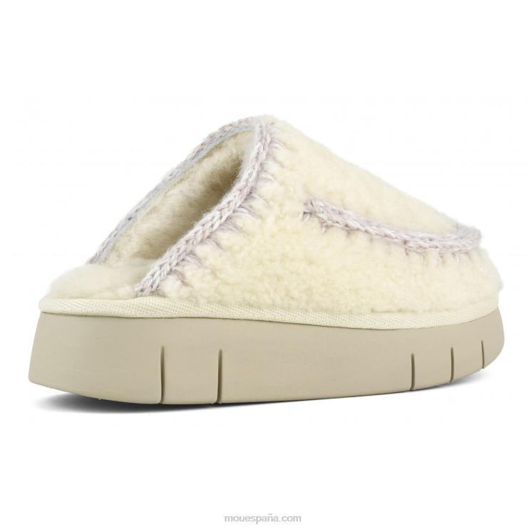 mujer rebote zueco rizado piel de oveja Mou NN6RX530 vainilla