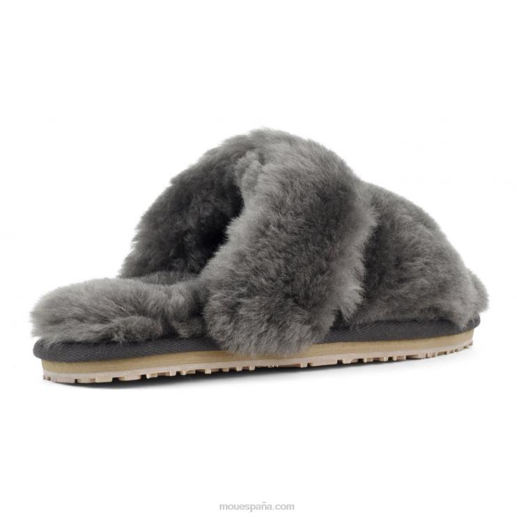 mujer Slipper 2 rayas pelo borrego Mou NN6RX445 carbón