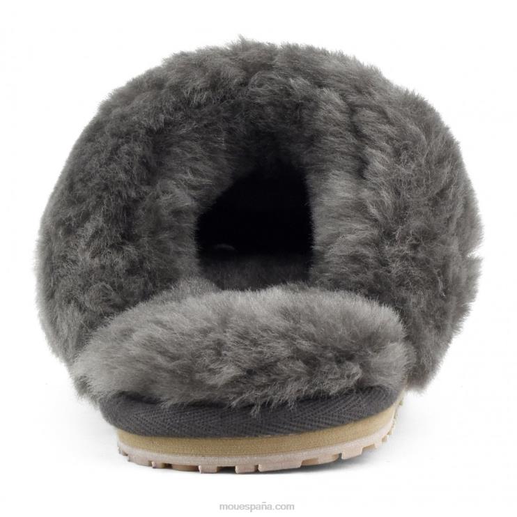 mujer Slipper 2 rayas pelo borrego Mou NN6RX445 carbón