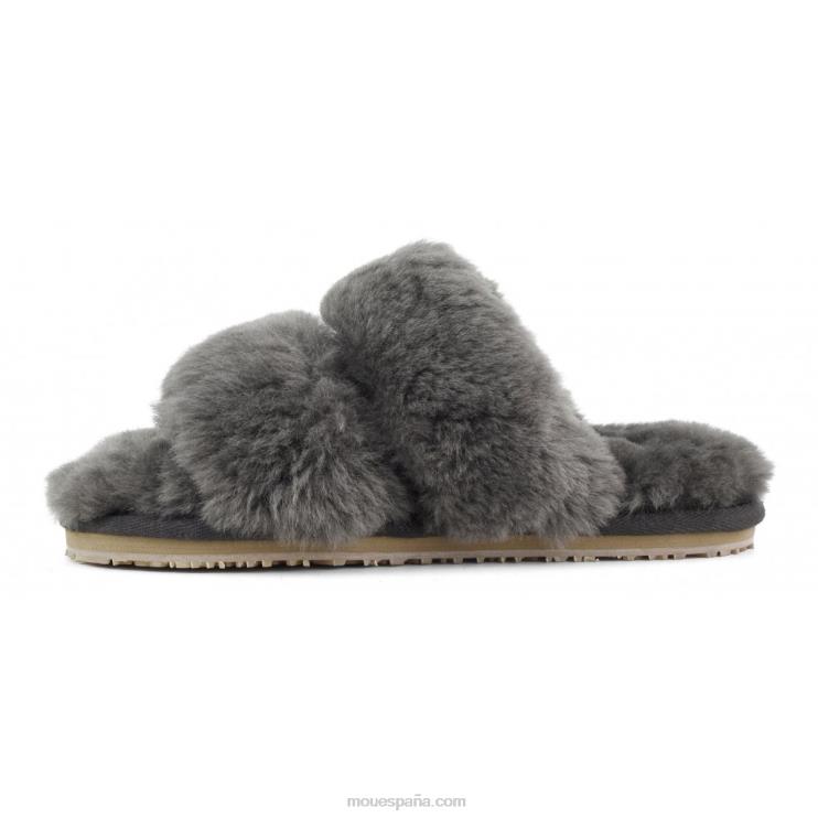 mujer Slipper 2 rayas pelo borrego Mou NN6RX445 carbón