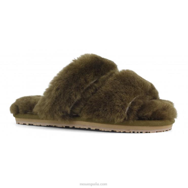 mujer Slipper 2 rayas pelo borrego Mou NN6RX446 milicia