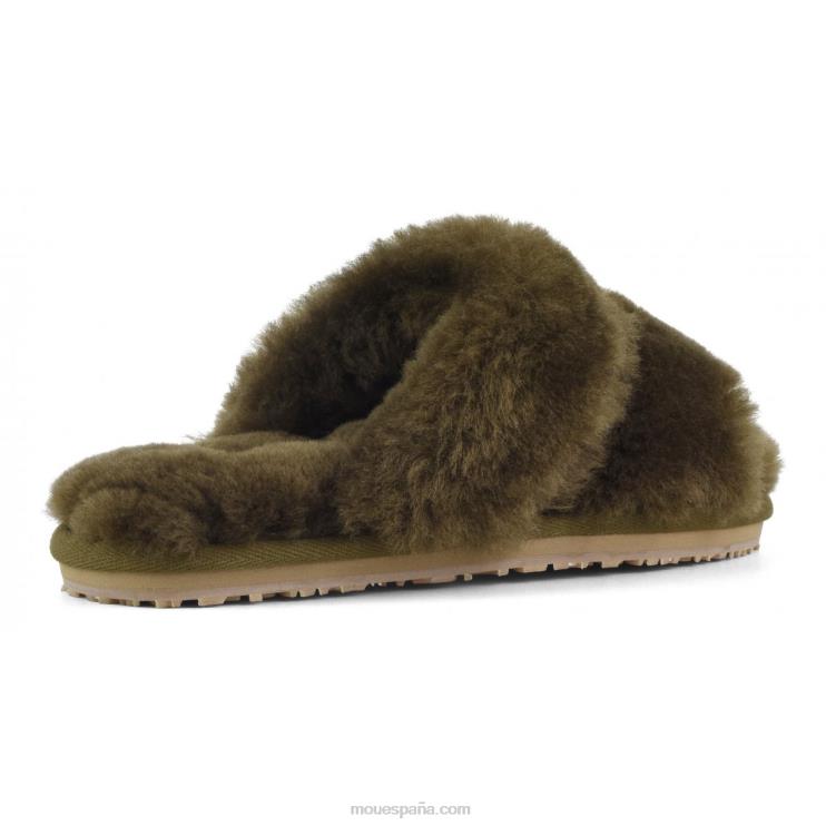 mujer Slipper 2 rayas pelo borrego Mou NN6RX446 milicia