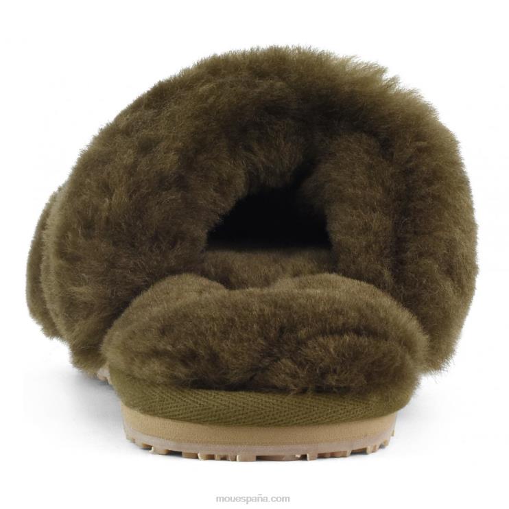 mujer Slipper 2 rayas pelo borrego Mou NN6RX446 milicia
