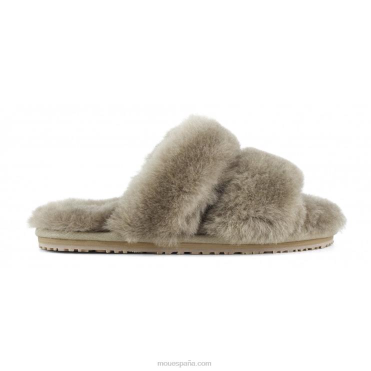 mujer Slipper 2 rayas pelo borrego Mou NN6RX447 elefante gris