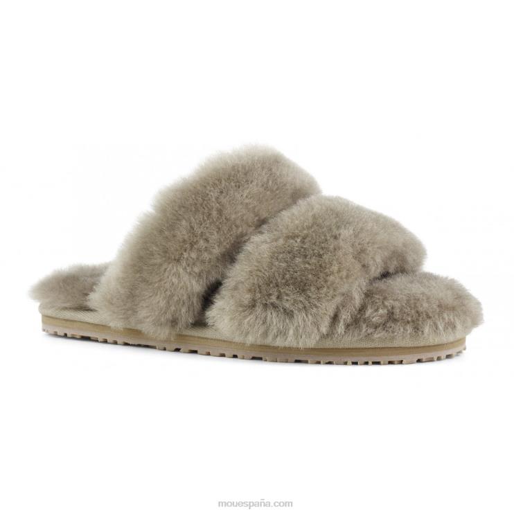 mujer Slipper 2 rayas pelo borrego Mou NN6RX447 elefante gris