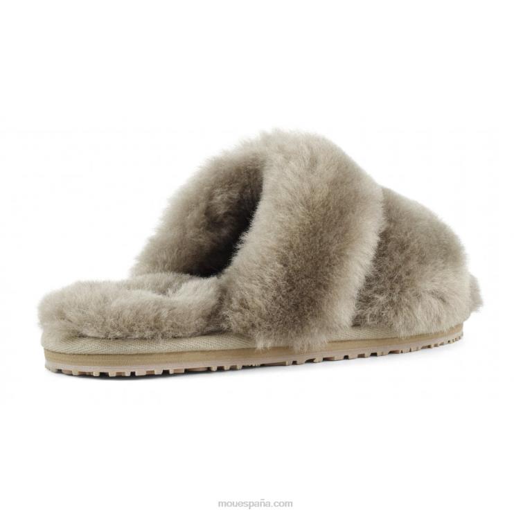 mujer Slipper 2 rayas pelo borrego Mou NN6RX447 elefante gris