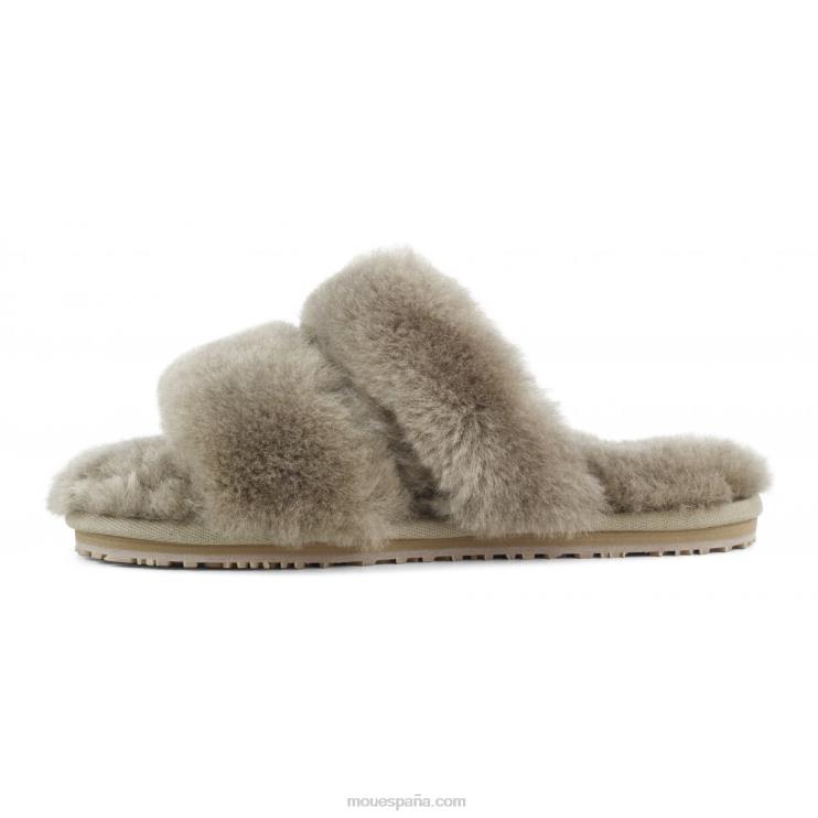 mujer Slipper 2 rayas pelo borrego Mou NN6RX447 elefante gris