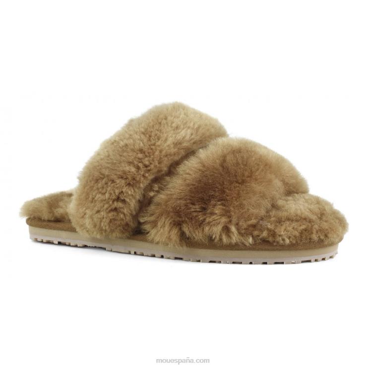 mujer Slipper 2 rayas pelo borrego Mou NN6RX449 coñac