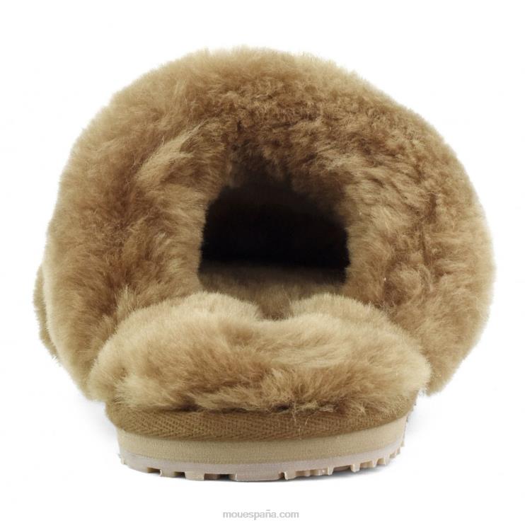 mujer Slipper 2 rayas pelo borrego Mou NN6RX449 coñac