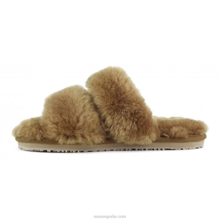 mujer Slipper 2 rayas pelo borrego Mou NN6RX449 coñac