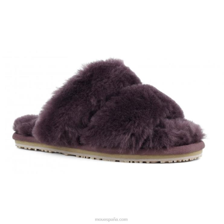 mujer Slipper 2 rayas pelo borrego Mou NN6RX452 vino