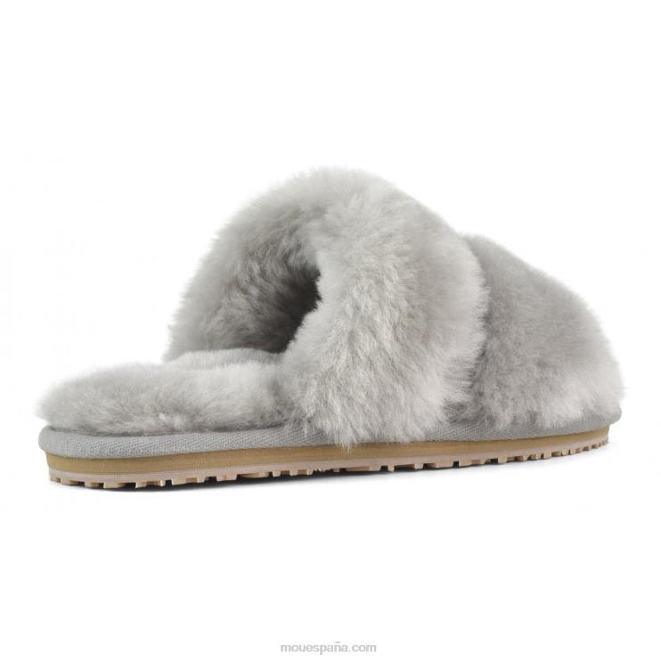mujer Slipper 2 rayas pelo borrego Mou NN6RX453 gris claro
