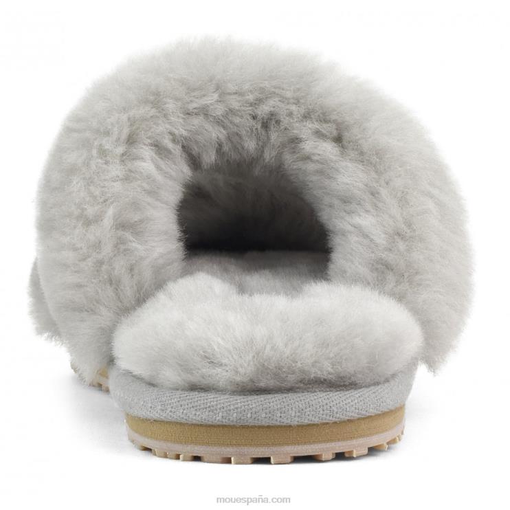 mujer Slipper 2 rayas pelo borrego Mou NN6RX453 gris claro