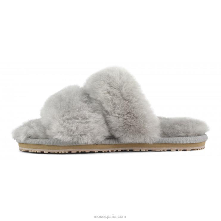 mujer Slipper 2 rayas pelo borrego Mou NN6RX453 gris claro
