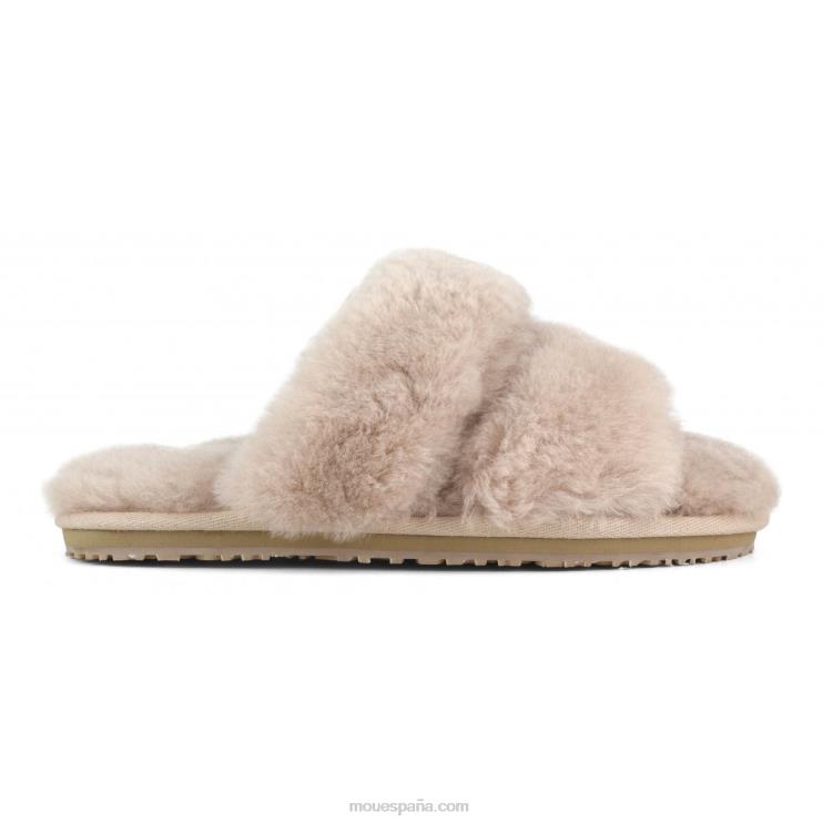 mujer Slipper 2 rayas pelo borrego Mou NN6RX454 beige rosa