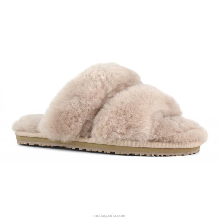 mujer Slipper 2 rayas pelo borrego Mou NN6RX454 beige rosa