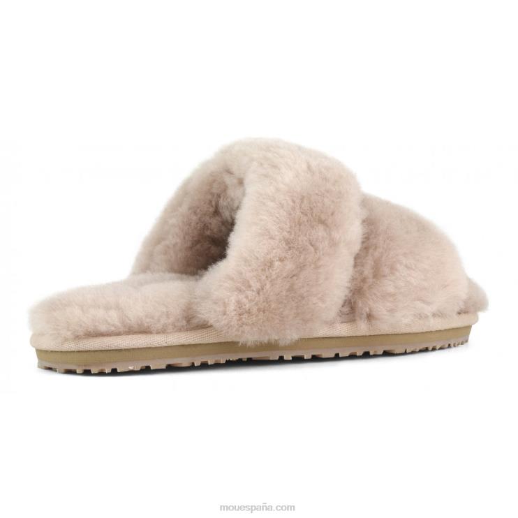 mujer Slipper 2 rayas pelo borrego Mou NN6RX454 beige rosa
