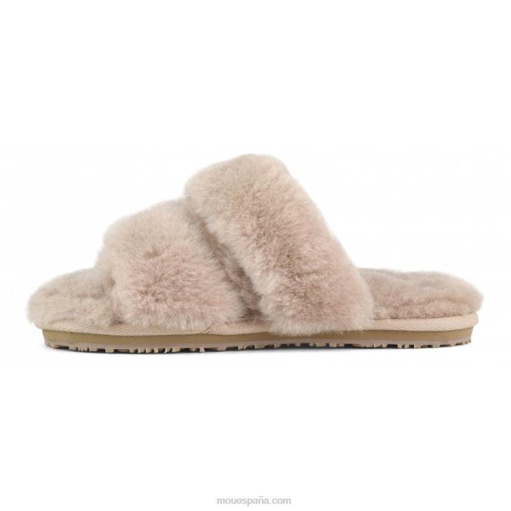 mujer Slipper 2 rayas pelo borrego Mou NN6RX454 beige rosa