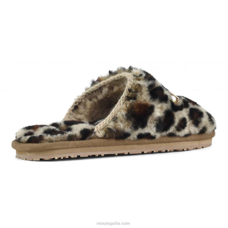 mujer Slipper de piel con puntera cerrada y logo estampado Mou NN6RX498 negro/leopardo