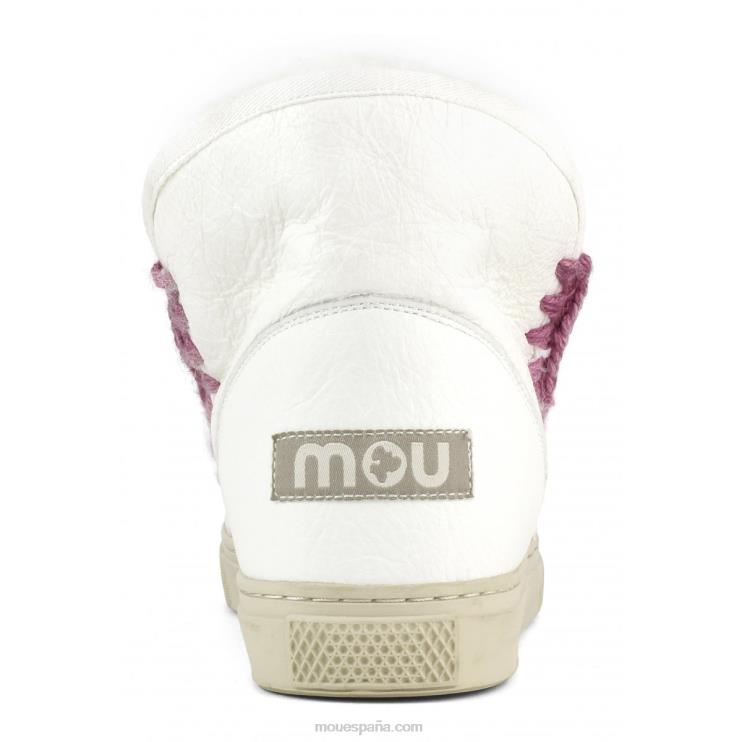 mujer Zapatilla esquimal pespuntes combinados Mou NN6RX597 blanco ceroso