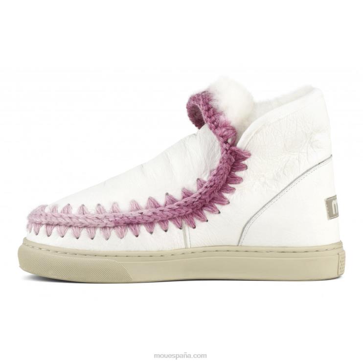 mujer Zapatilla esquimal pespuntes combinados Mou NN6RX597 blanco ceroso