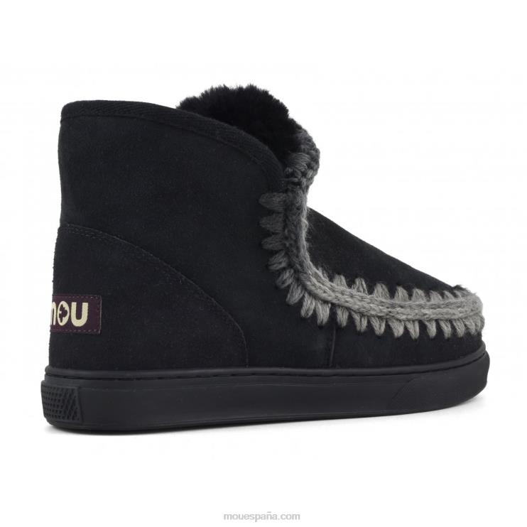 mujer Zapatilla esquimal pespuntes combinados Mou NN6RX604 negro