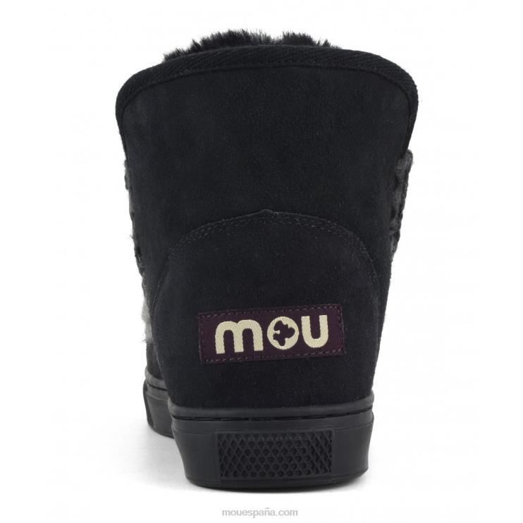 mujer Zapatilla esquimal pespuntes combinados Mou NN6RX604 negro