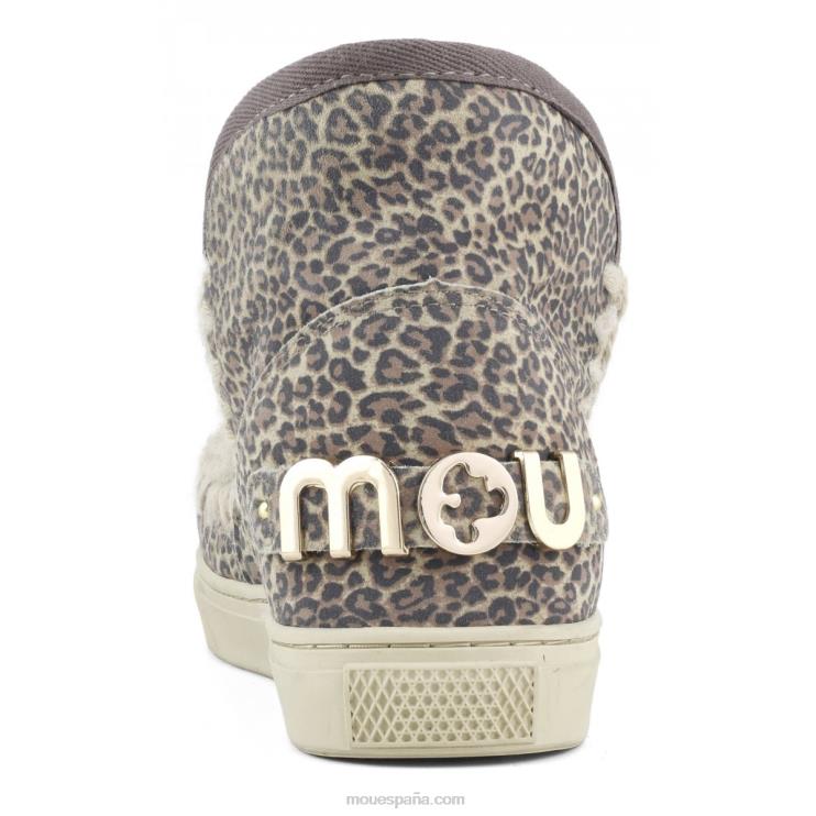 mujer Zapatilla esquimal piel estampada Mou NN6RX632 cuero de guepardo pequeño