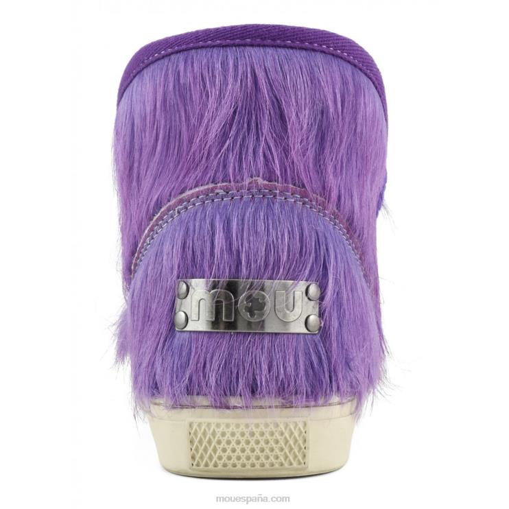 mujer esquimal zapatilla pelo largo ponyskin Mou NN6RX678 poni de pelo largo morado