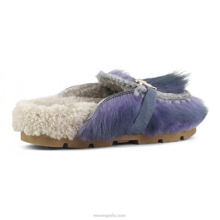 mujer invierno bio diapositiva pelo largo ponyskin Mou NN6RX420 poni de pelo largo rosa lavanda