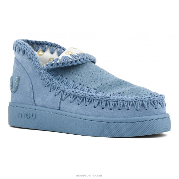 mujer logotipo de brillo monocromático de zapatillas Mou NN6RX31 azul nilo