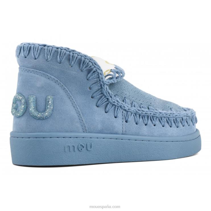 mujer logotipo de brillo monocromático de zapatillas Mou NN6RX31 azul nilo