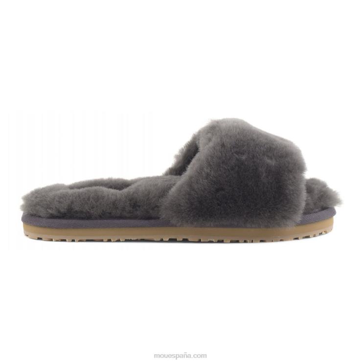 mujer pantuflas con pelo de oveja Mou NN6RX483 carbón