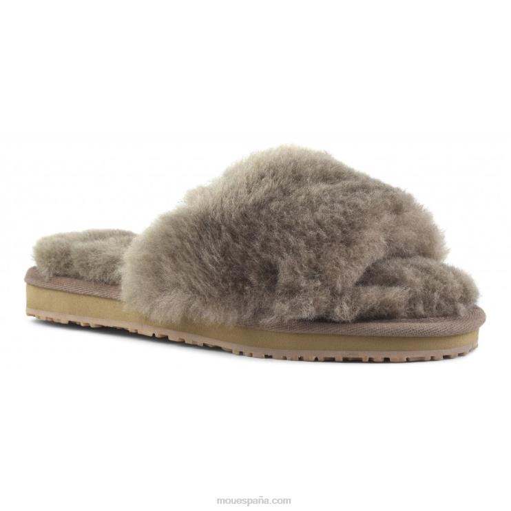 mujer pantuflas con pelo de oveja Mou NN6RX484 elefante gris