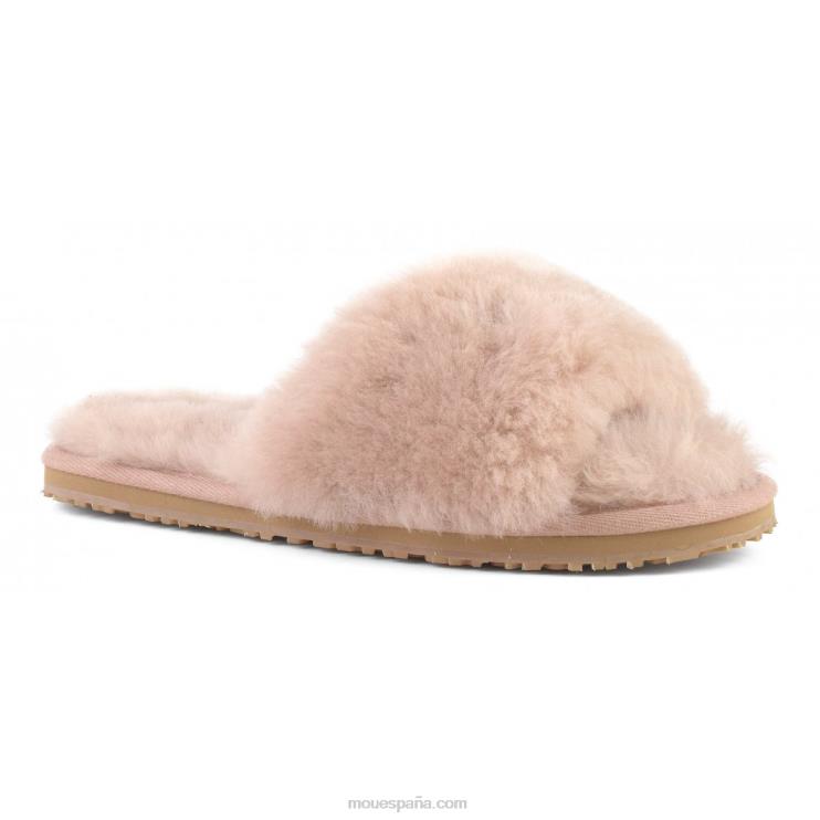 mujer pantuflas con pelo de oveja Mou NN6RX488 beige rosa