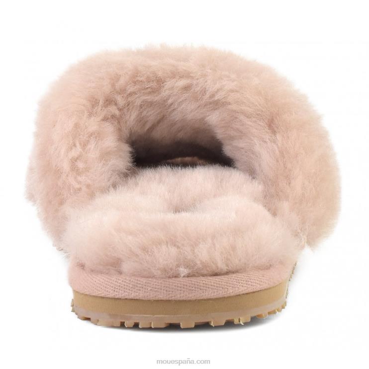 mujer pantuflas con pelo de oveja Mou NN6RX488 beige rosa