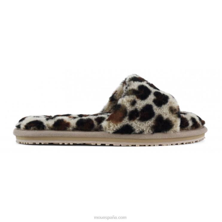 mujer pantuflas con pelo de oveja Mou NN6RX492 negro/leopardo