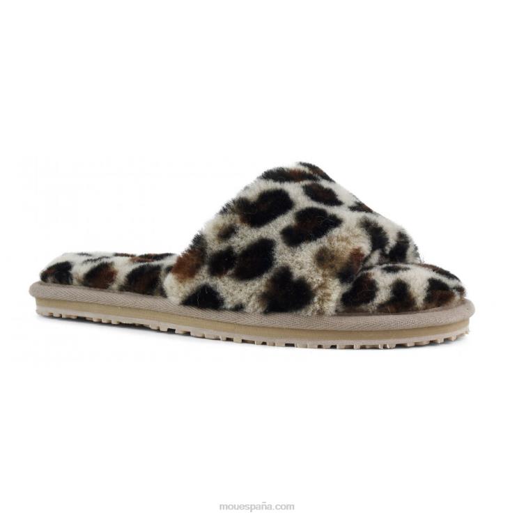 mujer pantuflas con pelo de oveja Mou NN6RX492 negro/leopardo