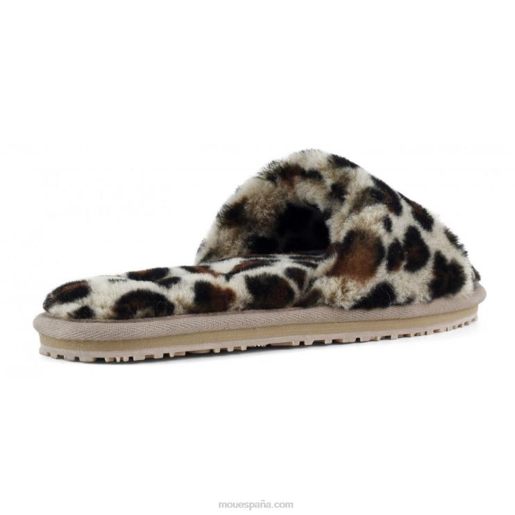 mujer pantuflas con pelo de oveja Mou NN6RX492 negro/leopardo