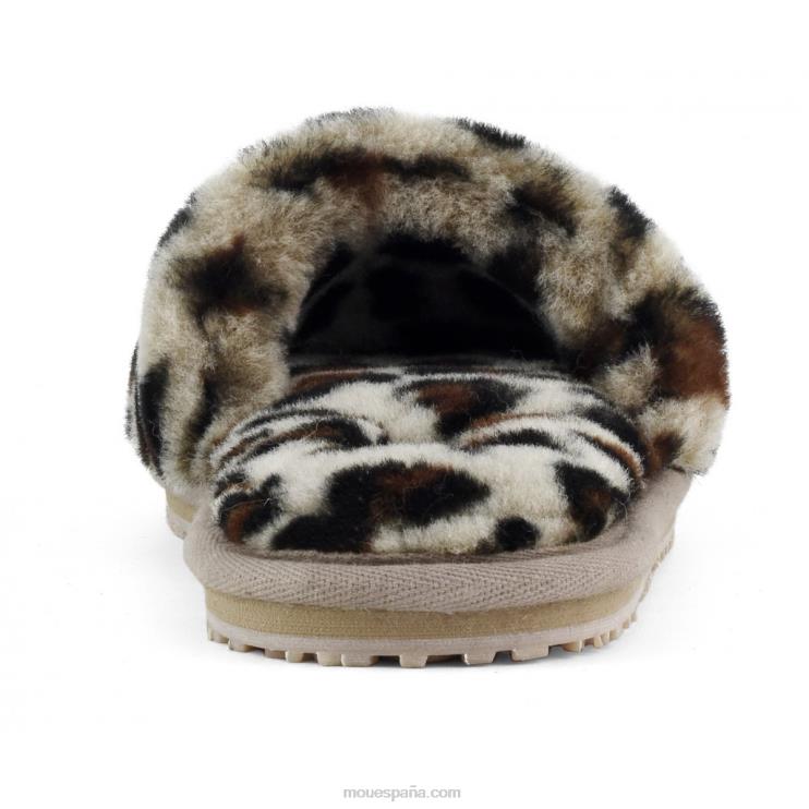 mujer pantuflas con pelo de oveja Mou NN6RX492 negro/leopardo