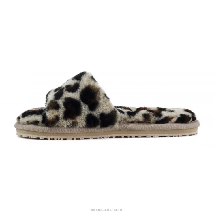 mujer pantuflas con pelo de oveja Mou NN6RX492 negro/leopardo