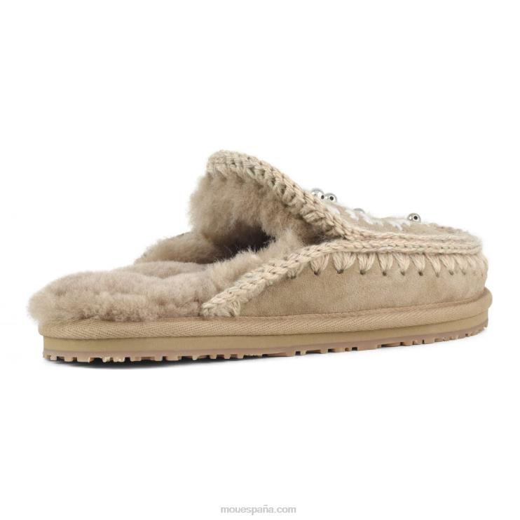 mujer pantuflas de lana flores y abalorios Mou NN6RX434 camello