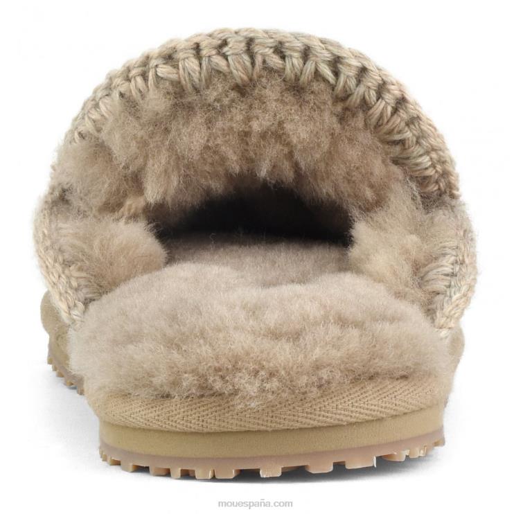 mujer pantuflas de lana flores y abalorios Mou NN6RX434 camello