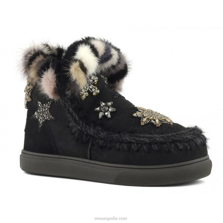 mujer parches de estrellas de zapatillas esquimales Mou NN6RX652 negro