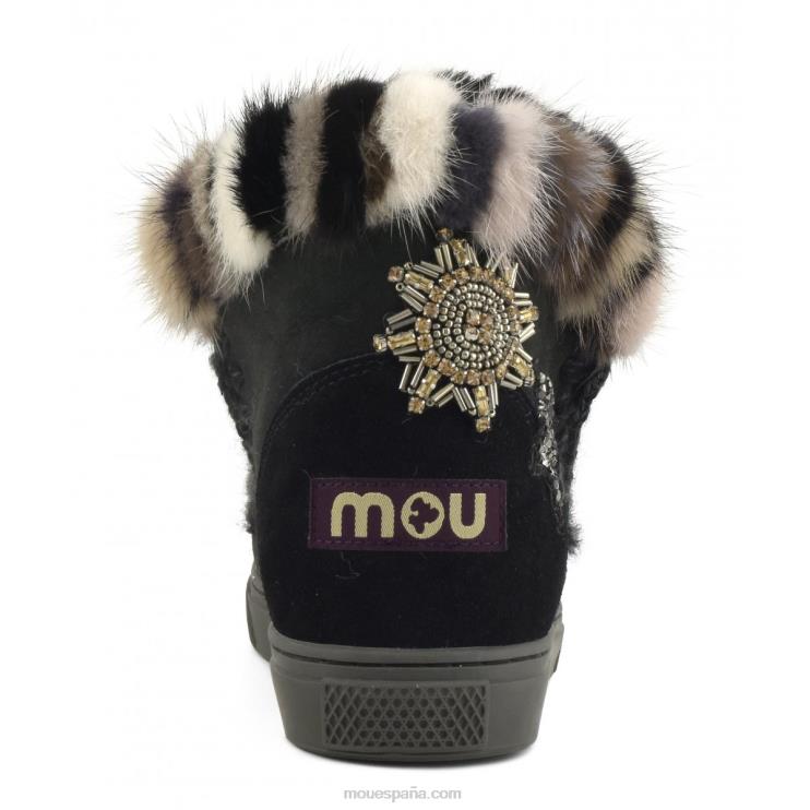 mujer parches de estrellas de zapatillas esquimales Mou NN6RX652 negro