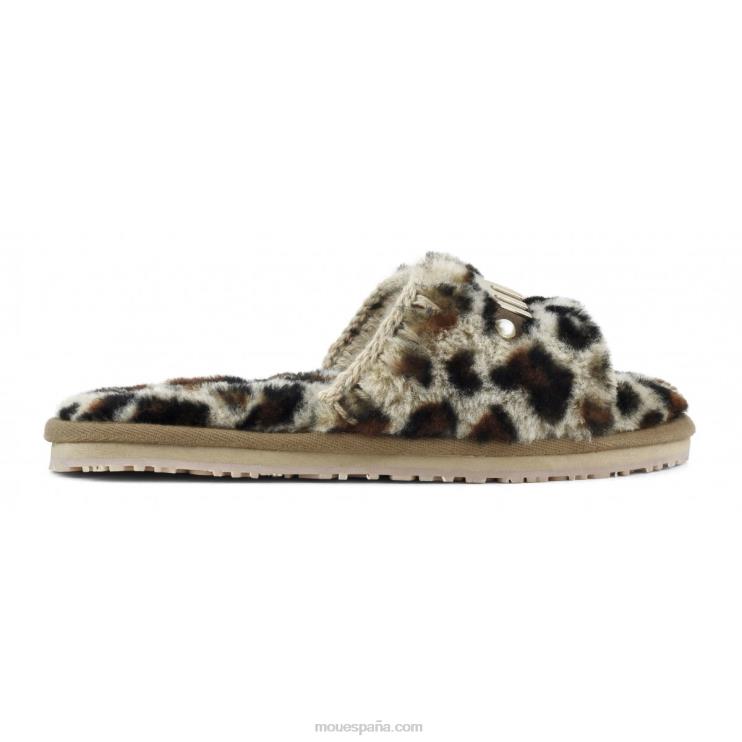 mujer slipper de pelo con logo Mou NN6RX499 negro/leopardo