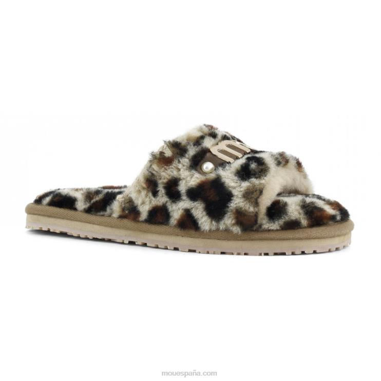 mujer slipper de pelo con logo Mou NN6RX499 negro/leopardo