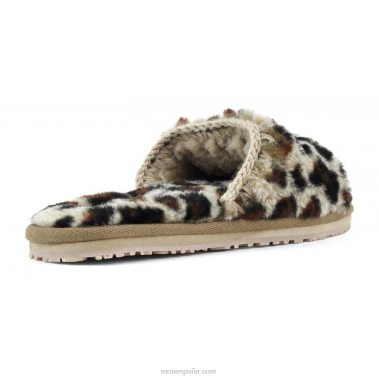 mujer slipper de pelo con logo Mou NN6RX499 negro/leopardo