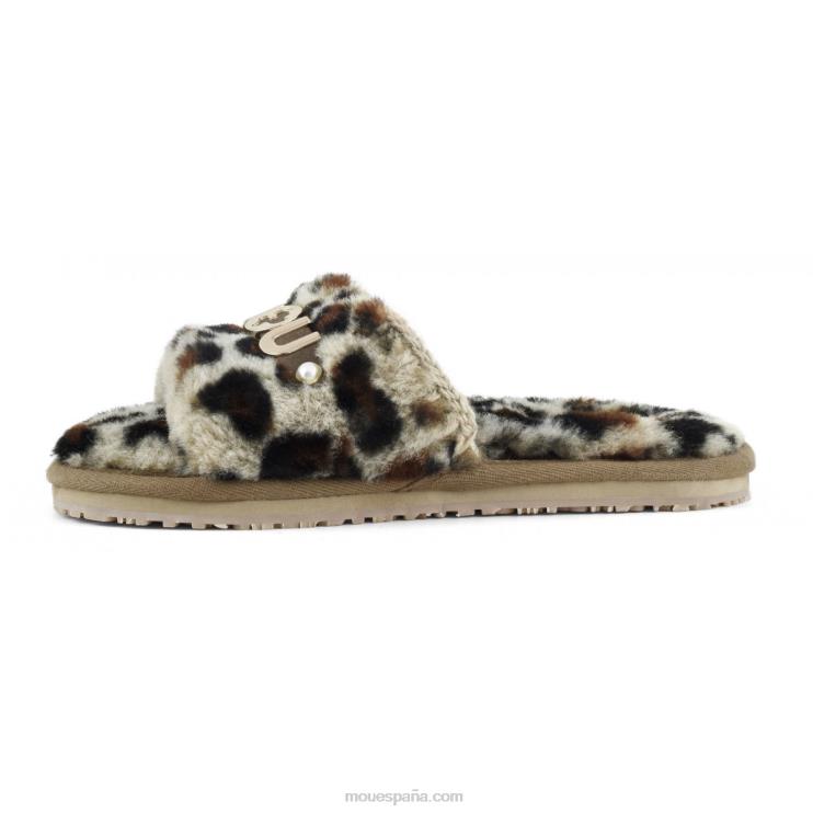 mujer slipper de pelo con logo Mou NN6RX499 negro/leopardo