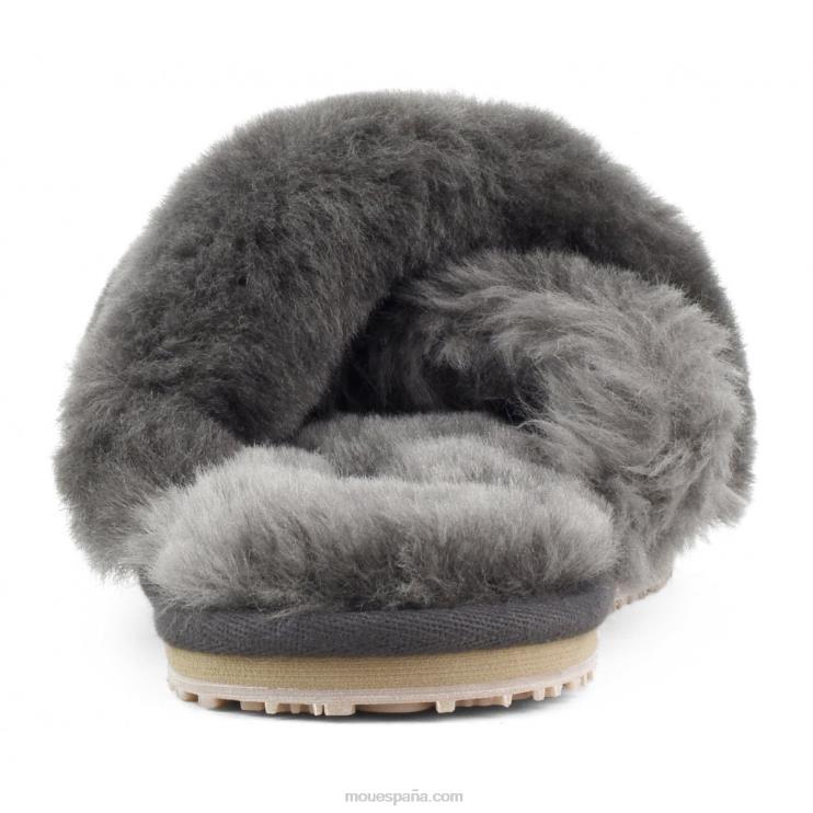 mujer slippers cruzados con pelo Mou NN6RX471 carbón